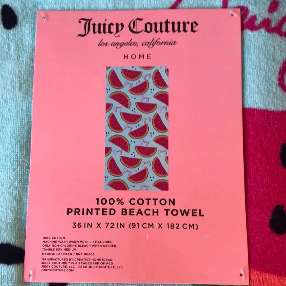 NWT Juicy Couture Watermelon Print Beach Towel